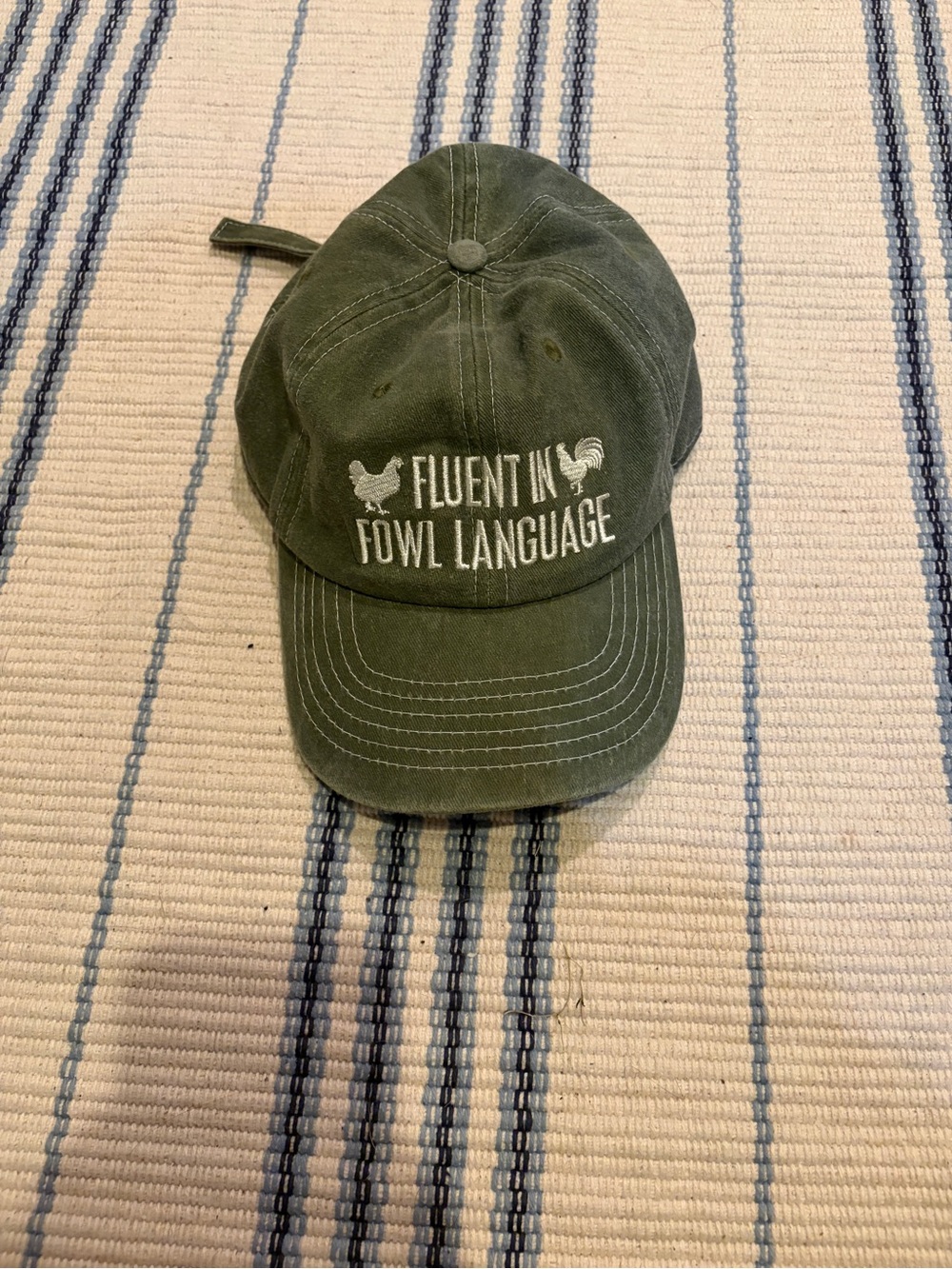 Olive Green 'Fluent in Fowl Language' Baseball Cap